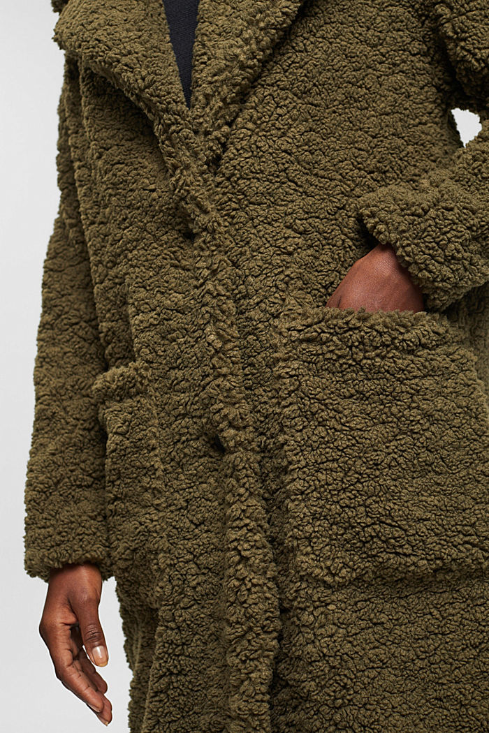 Teddy fur coat, DARK KHAKI, detail-asia image number 4