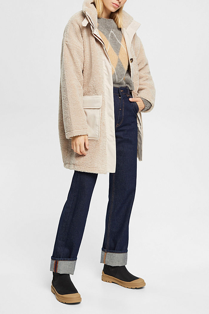 Teddy borg coat, CREAM BEIGE, detail-asia image number 1