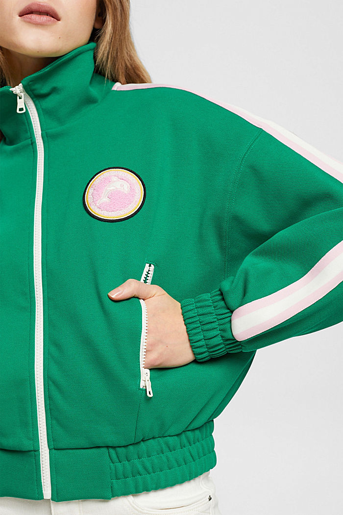 Cropped track jacket, EMERALD GREEN, detail-asia image number 4