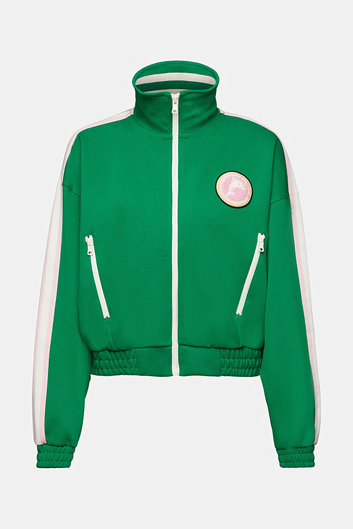 Cropped track style jacket, EMERALD GREEN, detail-asia image number 7