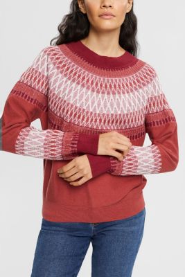 Jacquard jumper, 100% cotton, TERRACOTTA 4, detail-asia image number 0