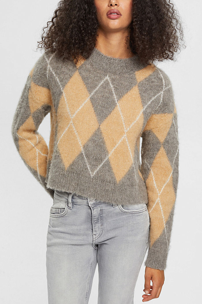 Argyle wool blend jumper, SAND, detail-asia image number 0