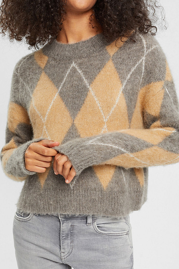 Argyle wool blend jumper, SAND, detail-asia image number 2