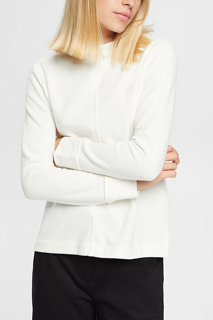 Stand-up collar sweatshirt, cotton blend, OFF WHITE, detail-asia image number 0