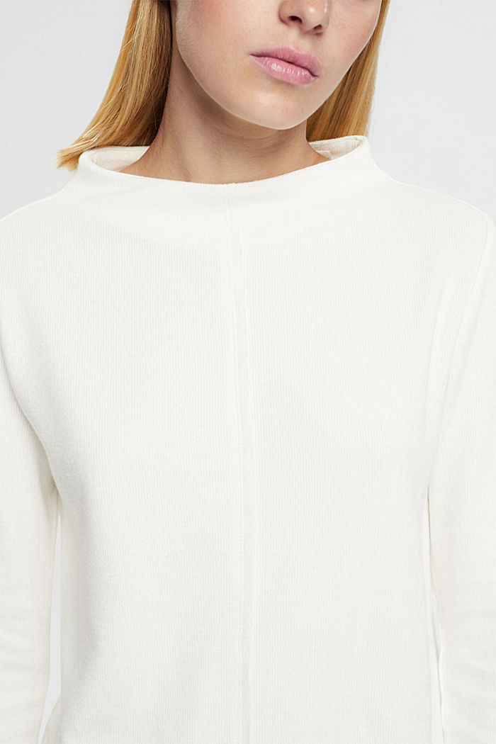 Stand-up collar sweatshirt, cotton blend, OFF WHITE, detail-asia image number 2