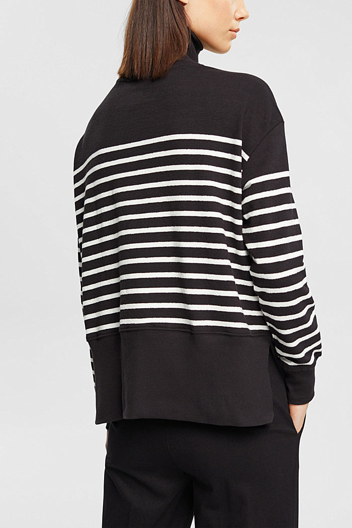 Striped half-zip sweater, BLACK, detail-asia image number 3