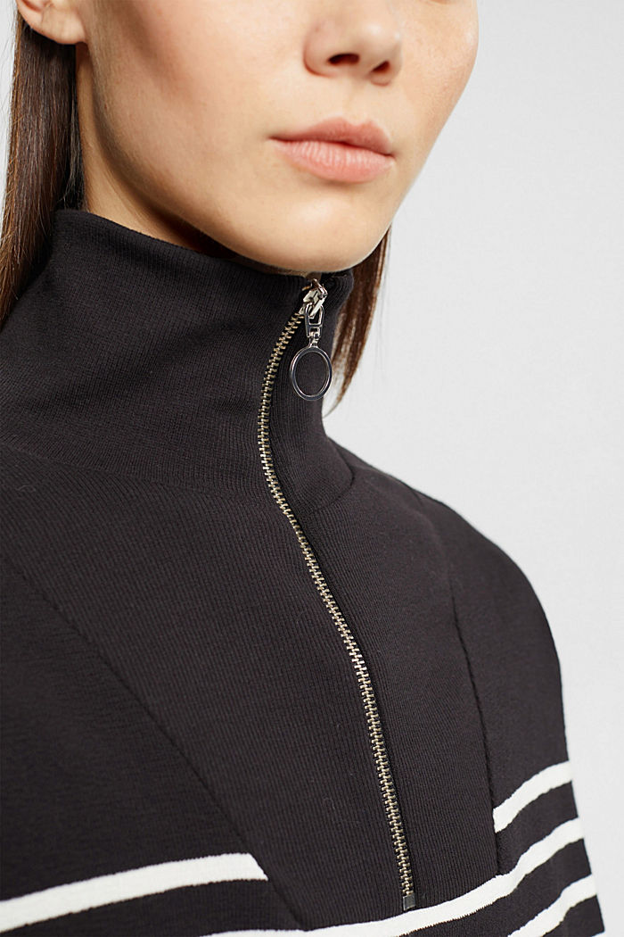 Striped half-zip sweater, BLACK, detail-asia image number 2