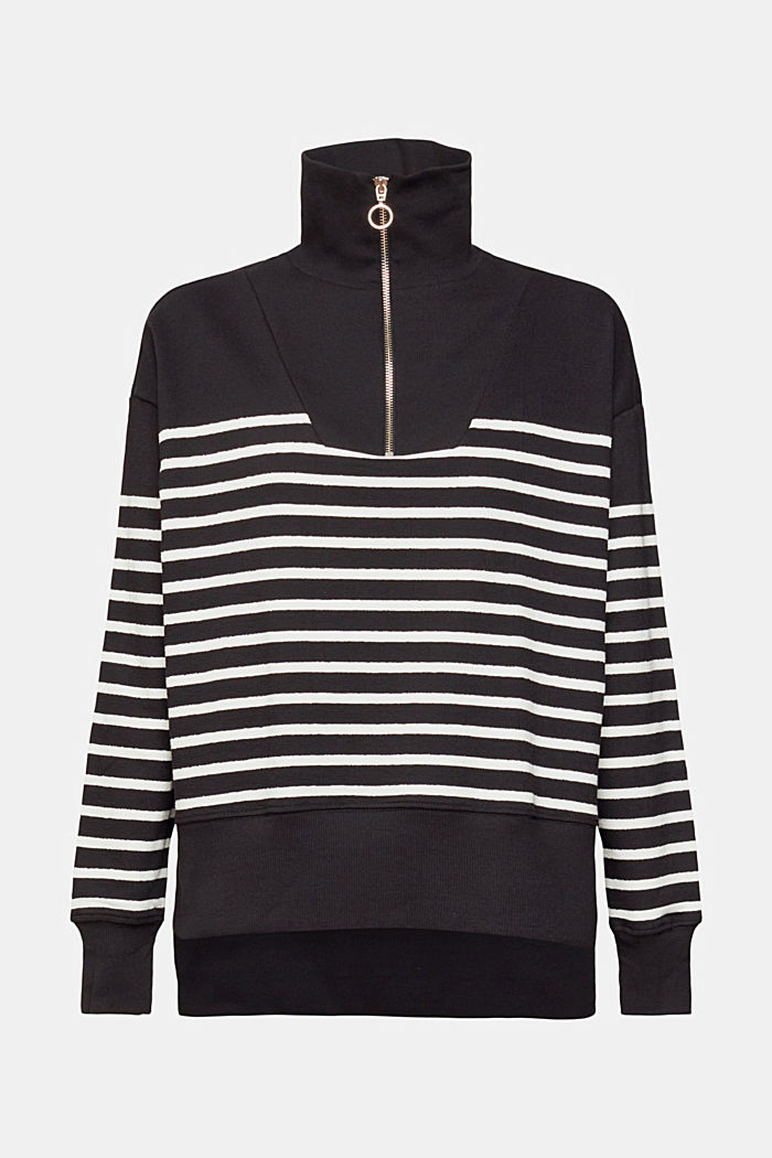 Striped half-zip sweater, BLACK, detail-asia image number 6