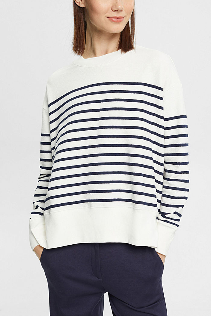 Striped cotton sweatshirt, OFF WHITE, detail-asia image number 0