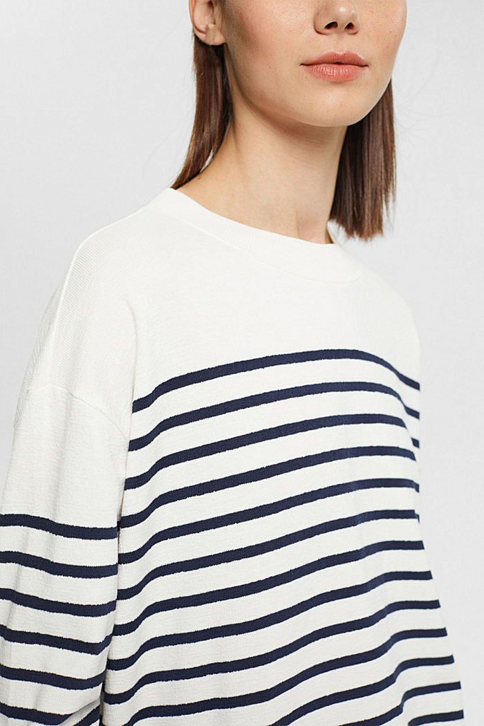 Striped cotton sweatshirt, OFF WHITE, detail-asia image number 2
