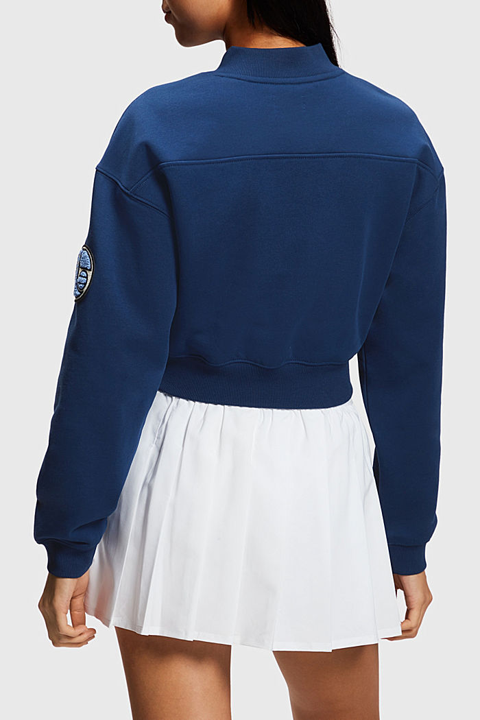 短款Varsity學院風補丁裝飾衛衣, 深藍色, detail-asia image number 1