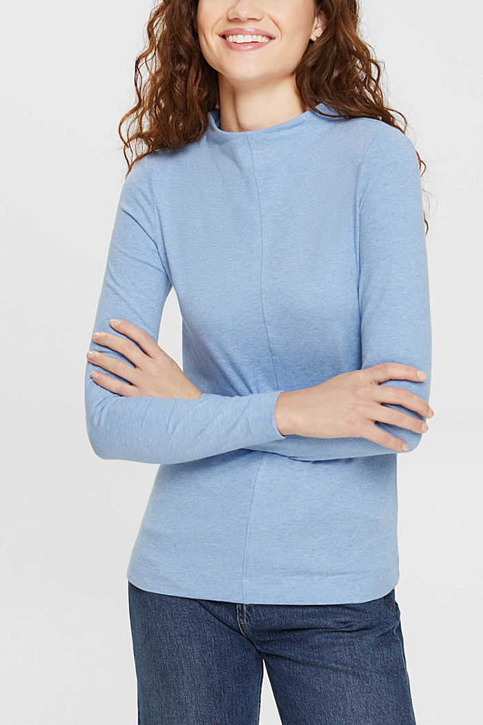 Boat neck long sleeve top, BRIGHT BLUE, detail-asia image number 0
