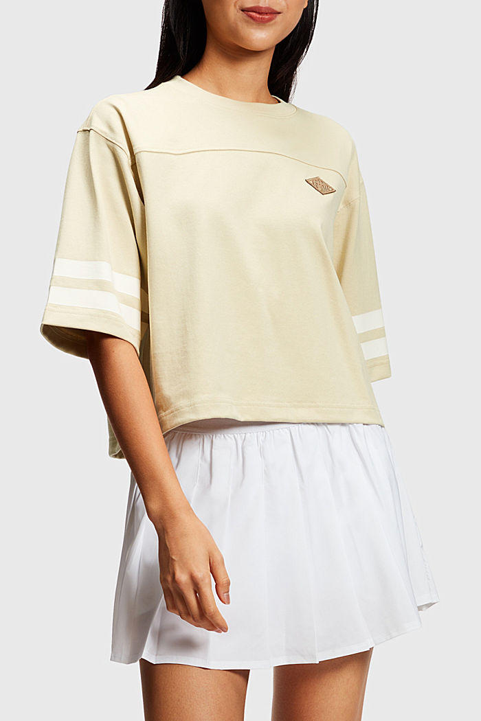 Cropped varsity logo rugby tee, LIGHT BEIGE, detail-asia image number 0
