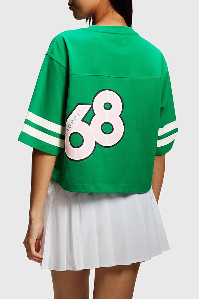 短款Varsity學院風LOGO橄欖球T恤, 翡翠綠, detail-asia image number 1