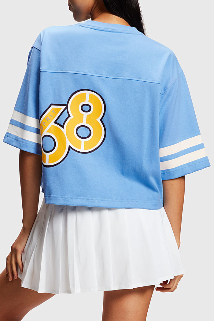 短款Varsity學院風LOGO橄欖球T恤, 淺藍色, detail-asia image number 1