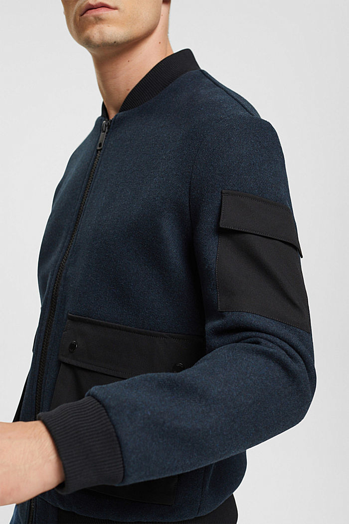 Wool blend bomber jacket, PETROL BLUE, detail-asia image number 4