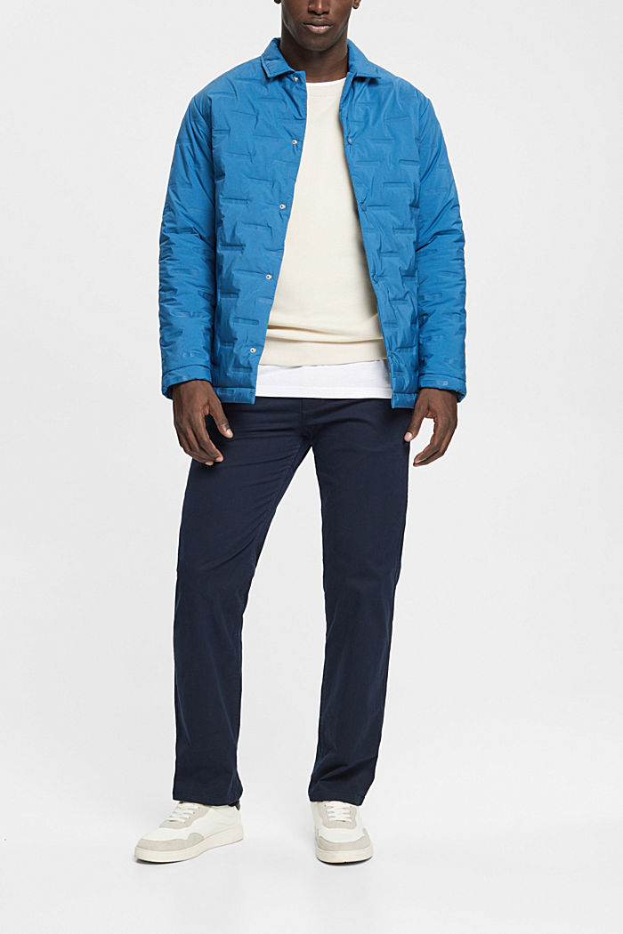 Quilted jacket with turn-down collar, PETROL BLUE, detail-asia image number 1