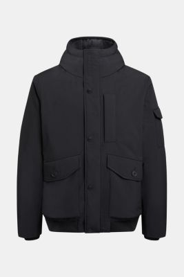 Down jacket with flap pockets