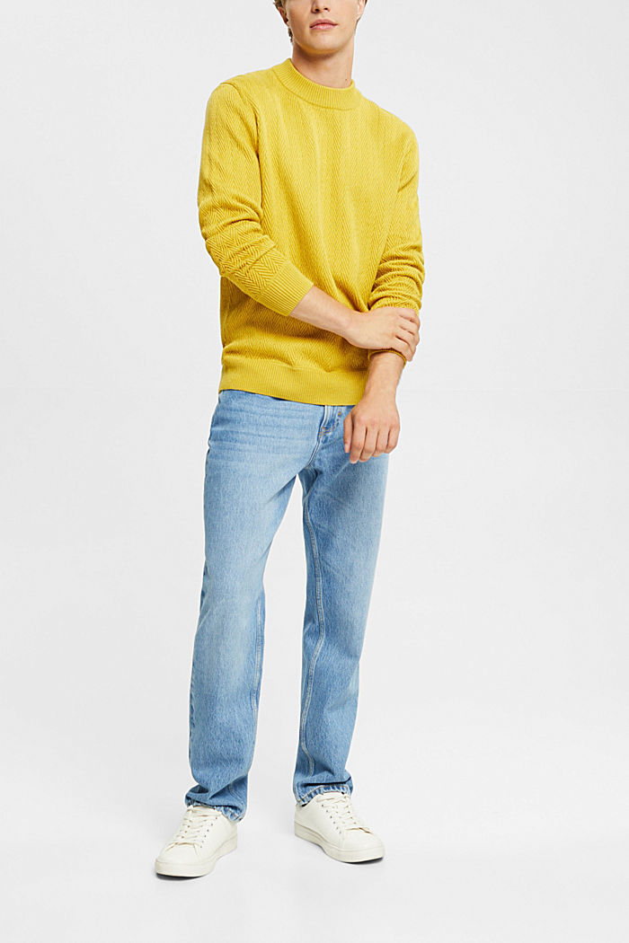 Jumper with herringbone pattern, DUSTY YELLOW, detail-asia image number 4
