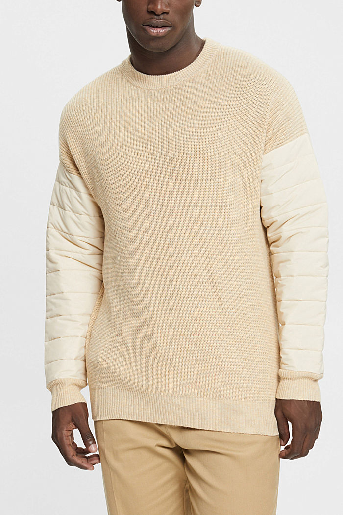 Mixed material jumper, CREAM BEIGE, detail-asia image number 0