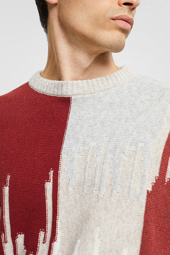 Jacquard jumper with wool blend, CREAM BEIGE, detail-asia image number 3