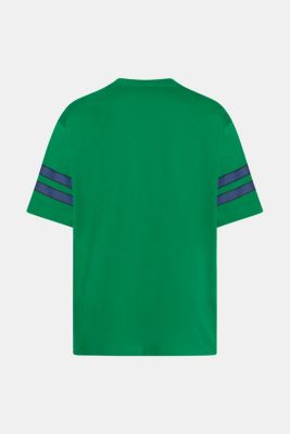 Striped sleeve graphic print tee, EMERALD GREEN, detail-asia image number 5