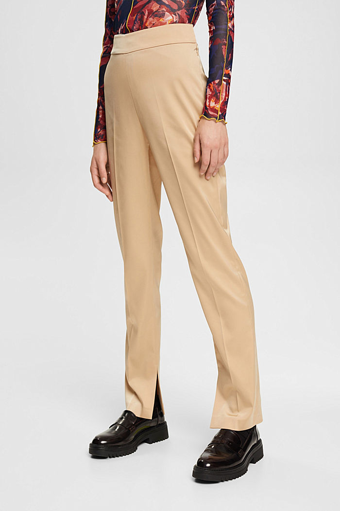 High-rise split hem trousers, CREAM BEIGE, detail-asia image number 0