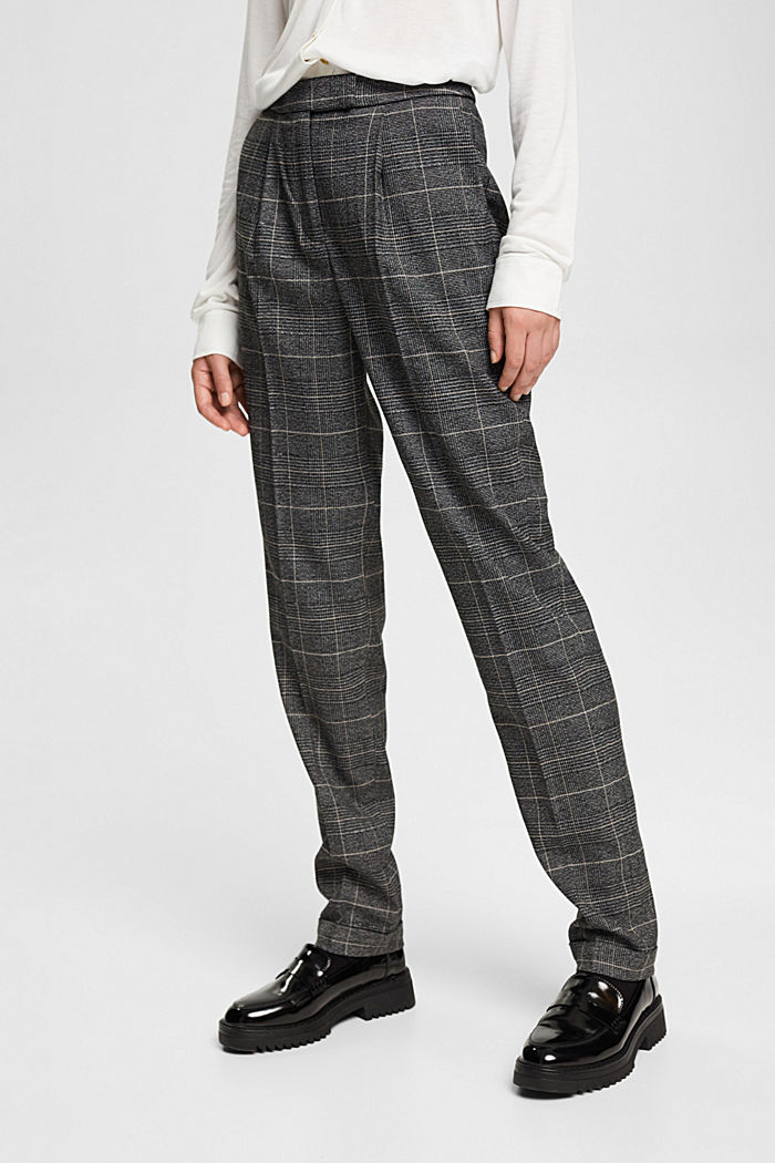 Checked high-rise trousers, GUN METAL, detail-asia image number 0