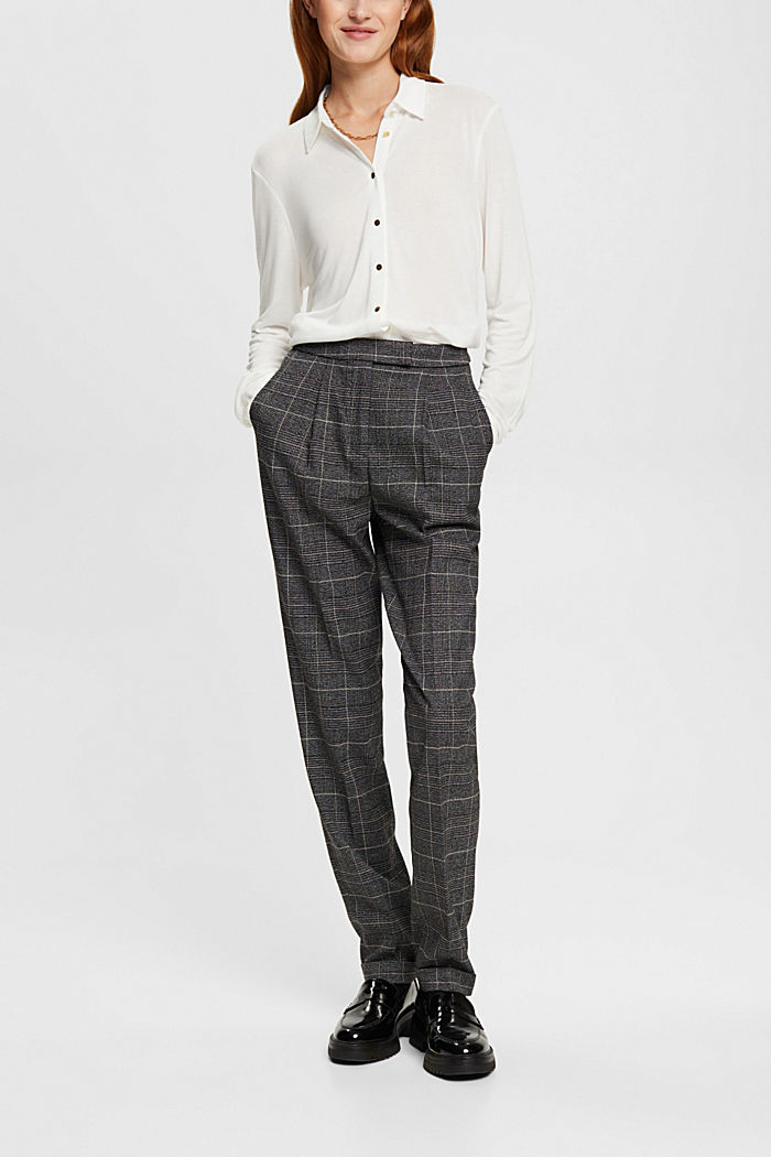 Checked high-rise trousers, GUN METAL, detail-asia image number 5