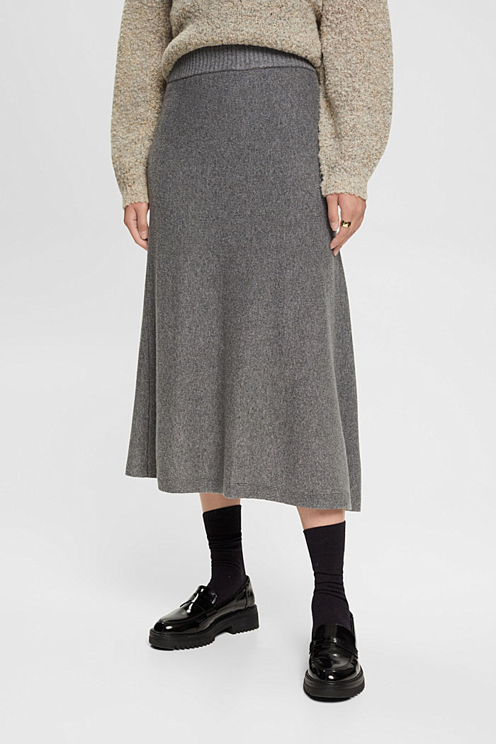 羊毛混紡半身裙, 灰色, detail-asia image number 0