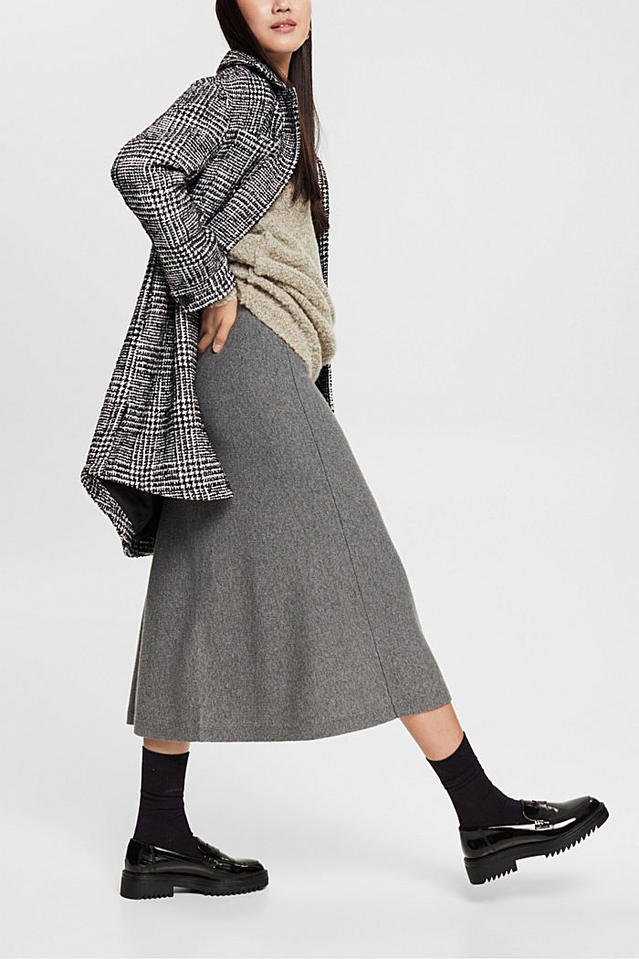 羊毛混紡半身裙, 灰色, detail-asia image number 1