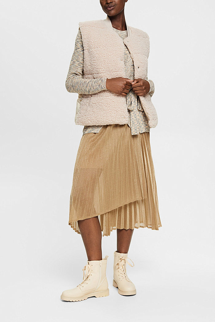 Pleated skirt with glitter effect, CREAM BEIGE, detail-asia image number 1