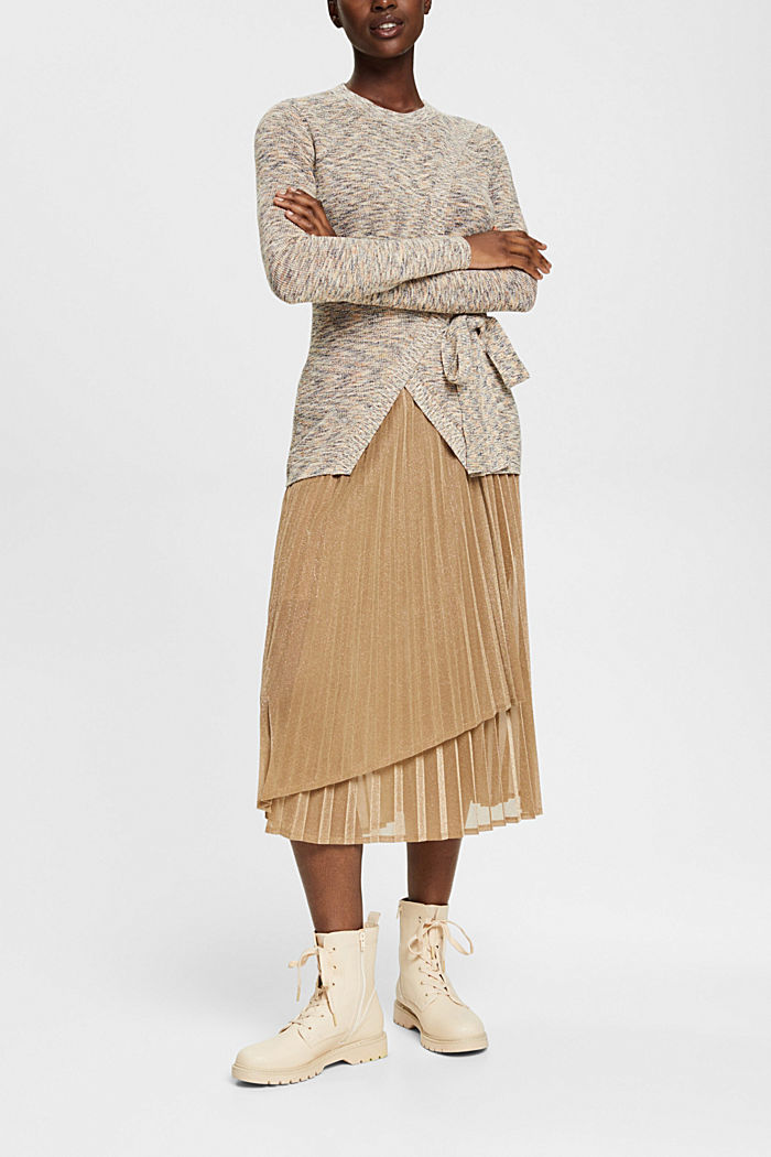 Pleated skirt with glitter effect, CREAM BEIGE, detail-asia image number 5