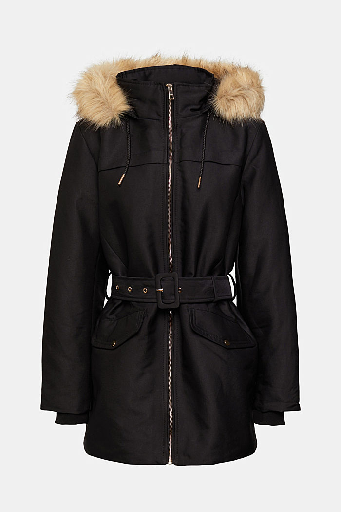 Parka with faux fur hood