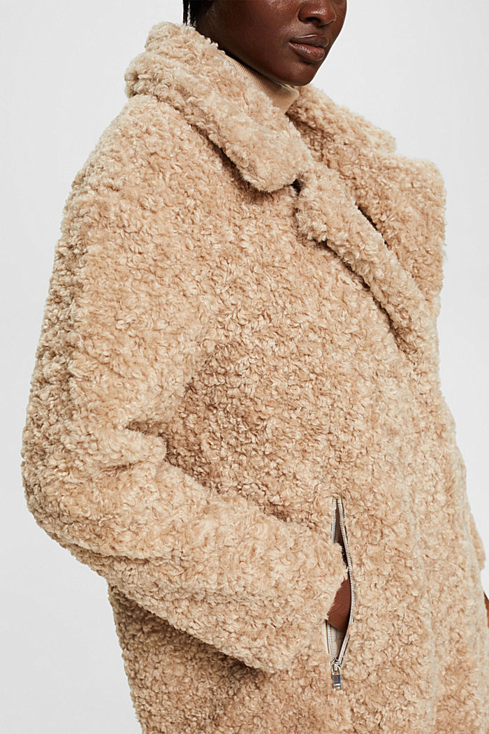 Faux fur coat, CREAM BEIGE, detail-asia image number 3