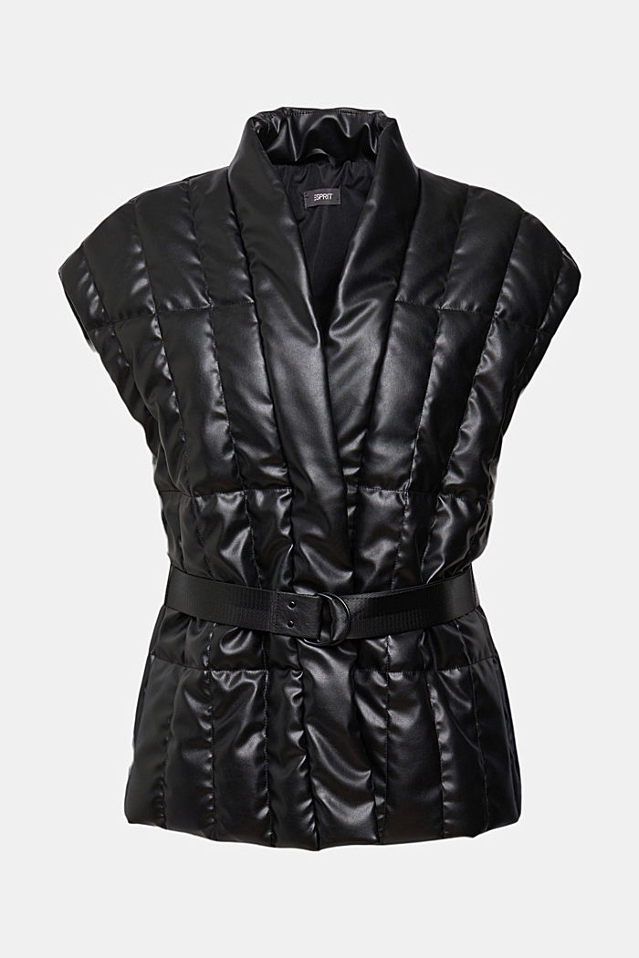 Quilted body warmer with belt, BLACK, detail-asia image number 6