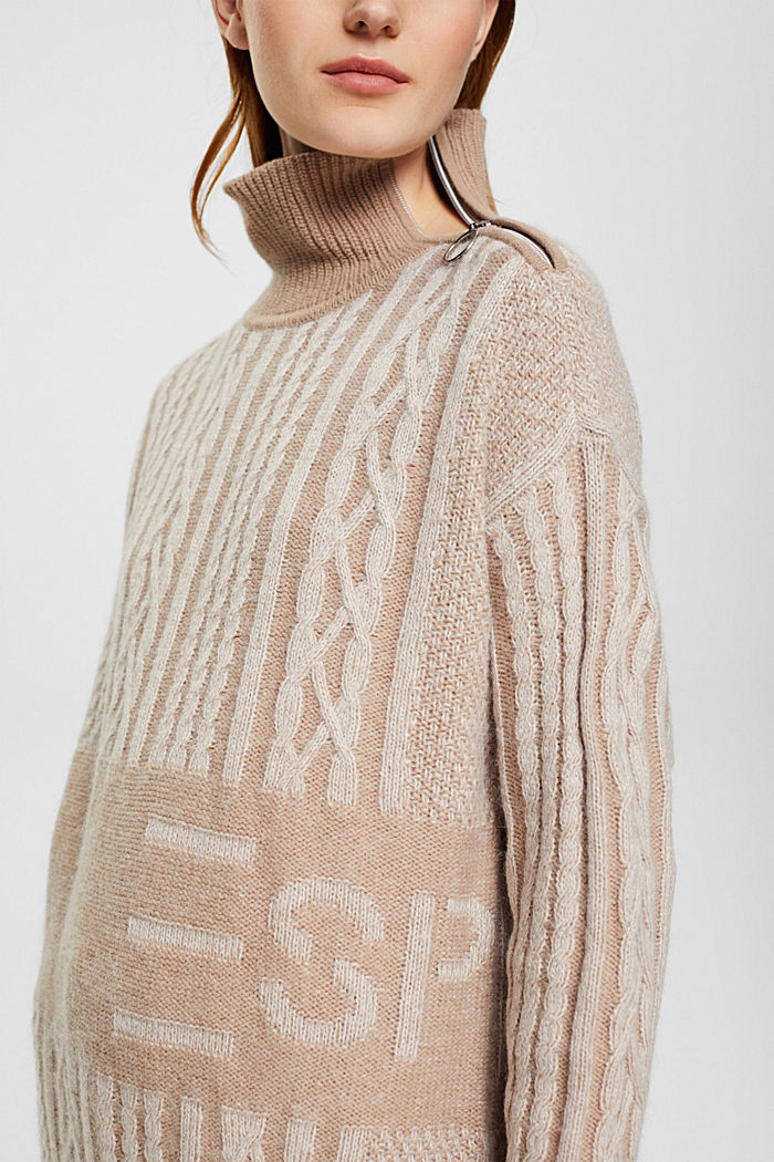 Long wool blend jumper, LIGHT BEIGE, detail-asia image number 2