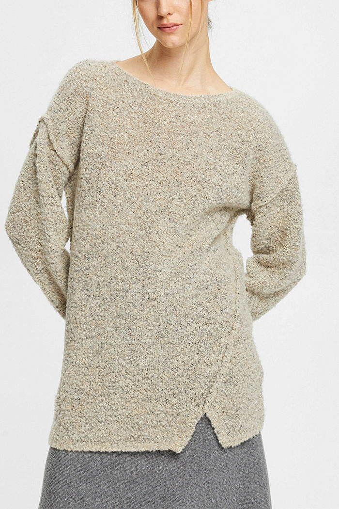 Chunky wool blend jumper, CREAM BEIGE, detail-asia image number 0