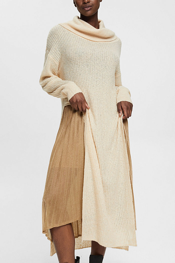 Long wool blend roll neck jumper, CREAM BEIGE, detail-asia image number 0