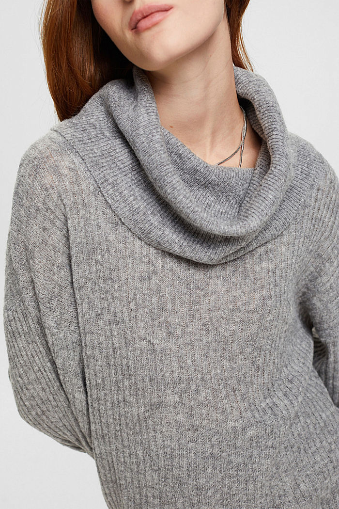 Wool blend roll neck jumper, MEDIUM GREY, detail-asia image number 2