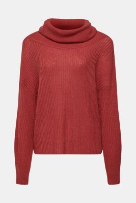 Wool blend roll neck jumper, TERRACOTTA, detail-asia image number 5