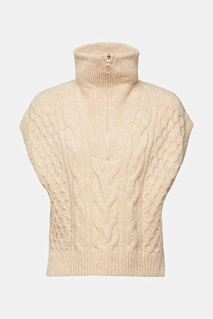 Knitted slipover with zip, CREAM BEIGE, detail-asia image number 5