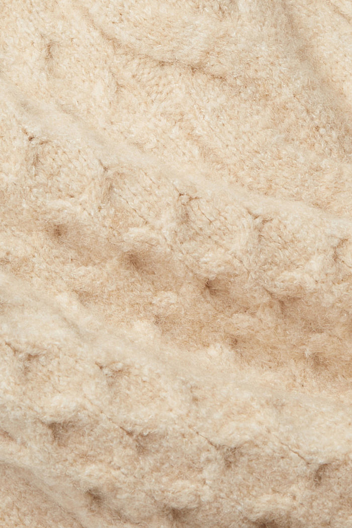 Long cable knit cardigan, wool blend, CREAM BEIGE, detail-asia image number 5