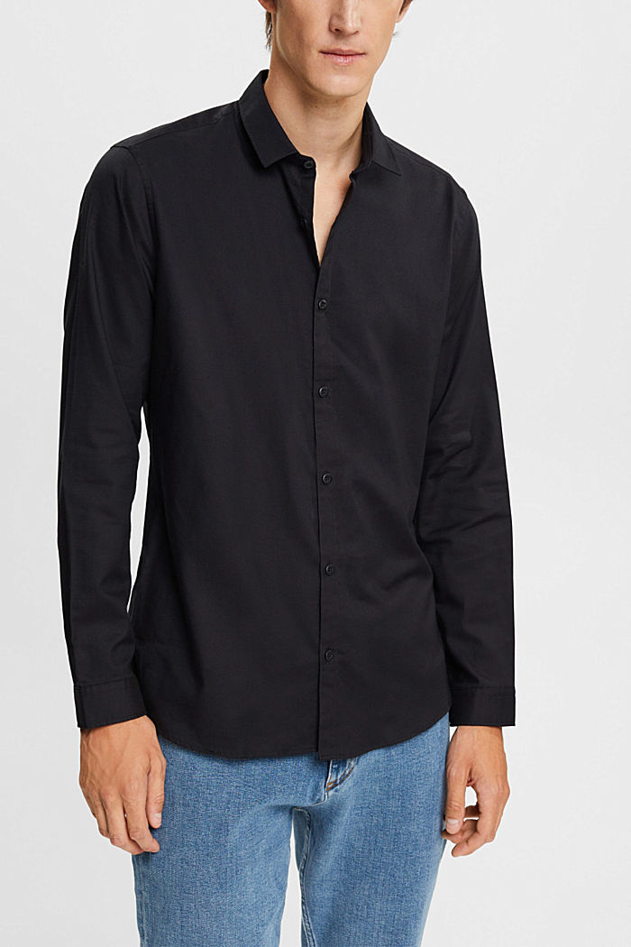 Shirts woven Slim Fit, BLACK, detail-asia image number 0