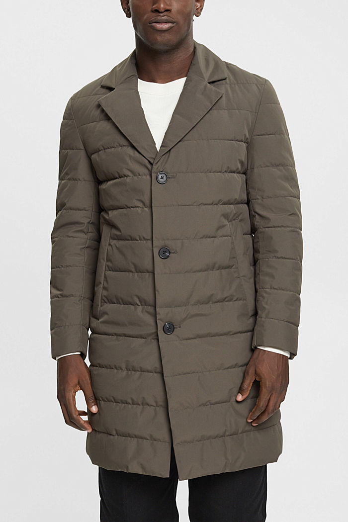 Quilted coat with lapel collar, DARK KHAKI, detail-asia image number 0