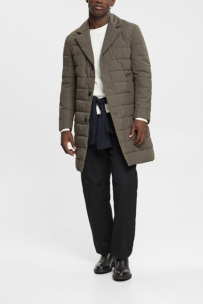 Quilted coat with lapel collar, DARK KHAKI, detail-asia image number 1