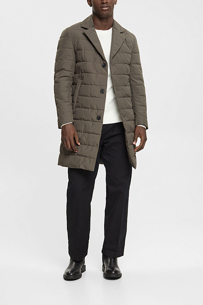 Quilted coat with lapel collar, DARK KHAKI, detail-asia image number 5