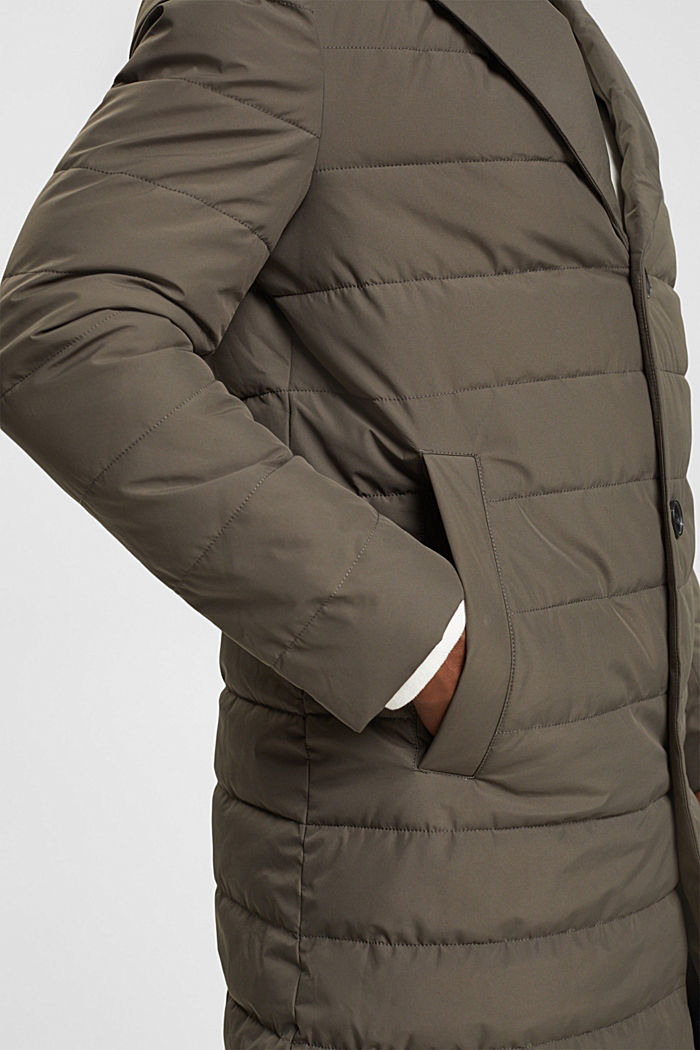 Quilted coat with lapel collar, DARK KHAKI, detail-asia image number 2