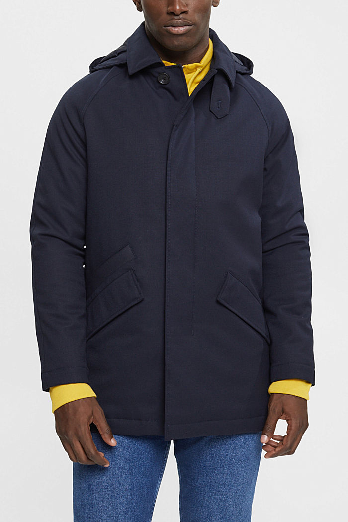 Coat with detachable hood, NAVY, detail-asia image number 0