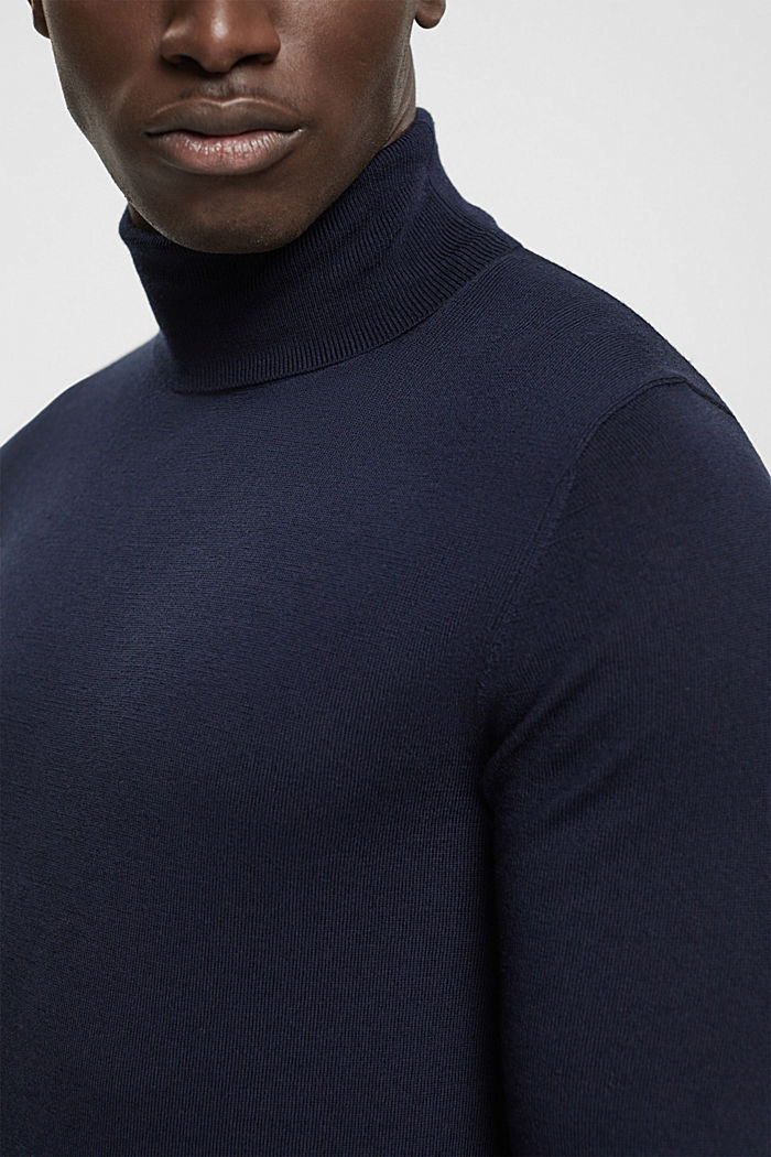 Roll neck wool sweater, NAVY, detail-asia image number 2